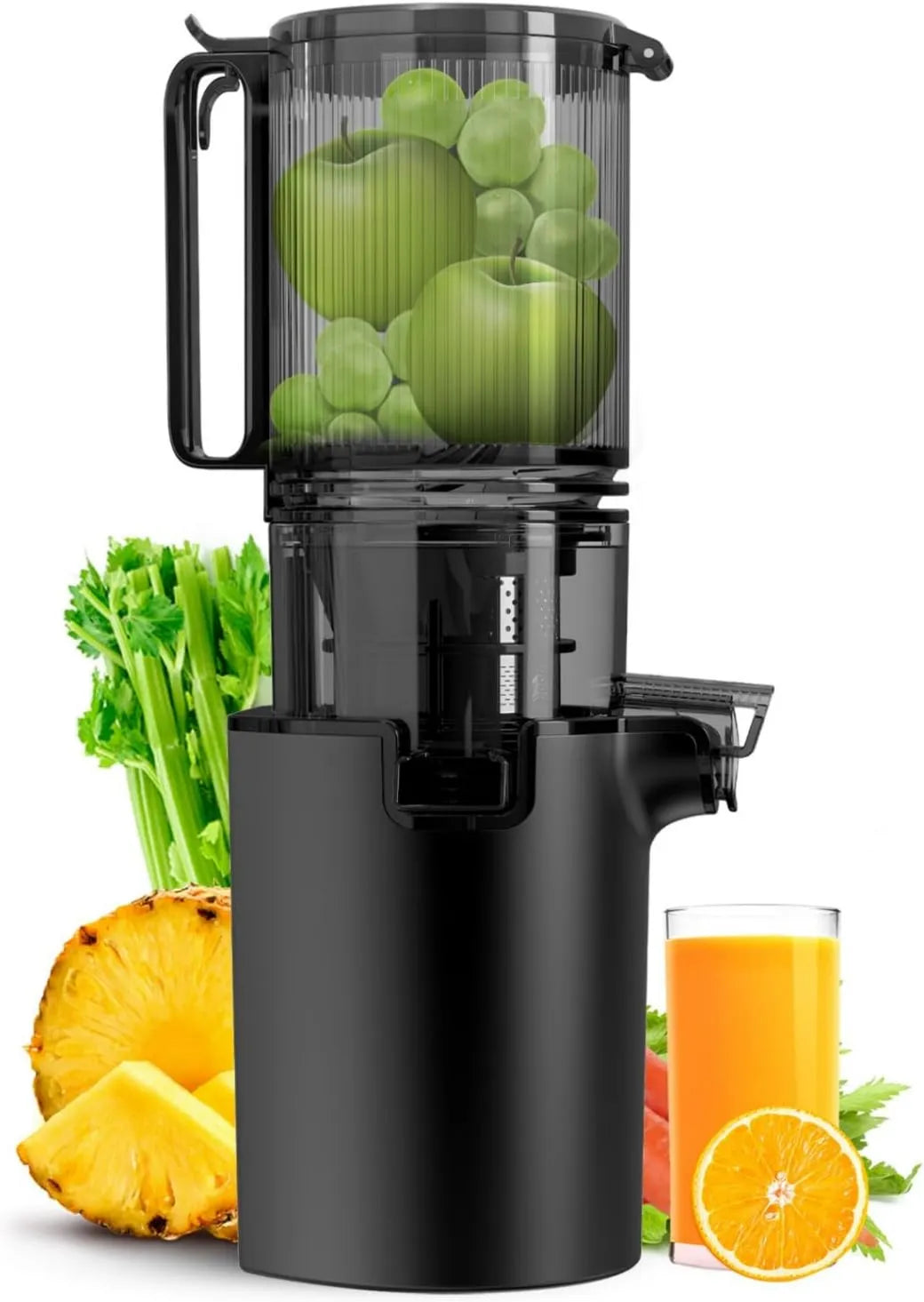 Extractor de zumo, 400W, Juicer, Extractor de Jugos de 5.4' de Ancho, Alto Rendimiento de Jugo, Extractor Lento para Verduras y Frutas Enteras