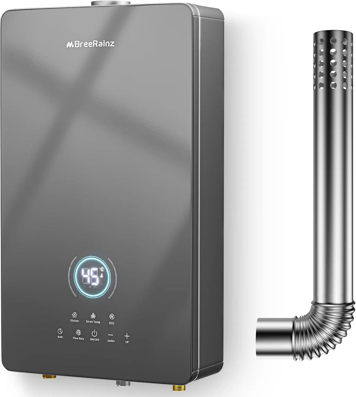 Calentador de agua eléctrico, 32 kW, 220 V, Calentador de Agua Butano Propano con 5 Modos, Botones de Pantalla Táctil LED, compatible con gas propano