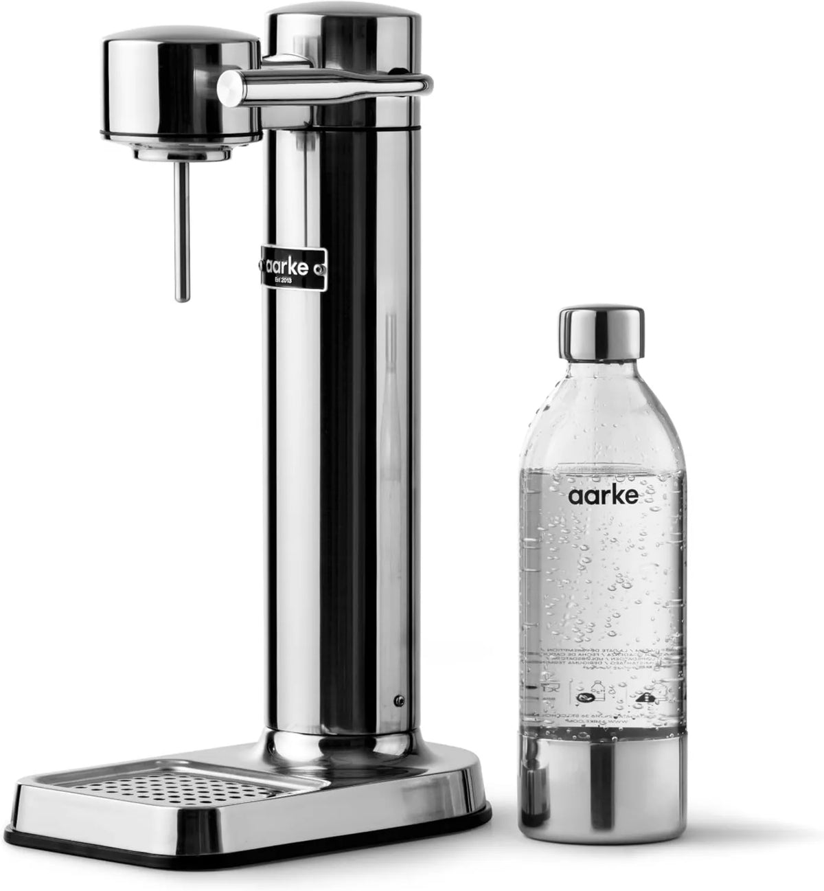 Aarke Carbonator 3, 800ml, Máquina para hacer Agua con Gas en Acero Inoxidable, incluye Botella, Acabado en Acero