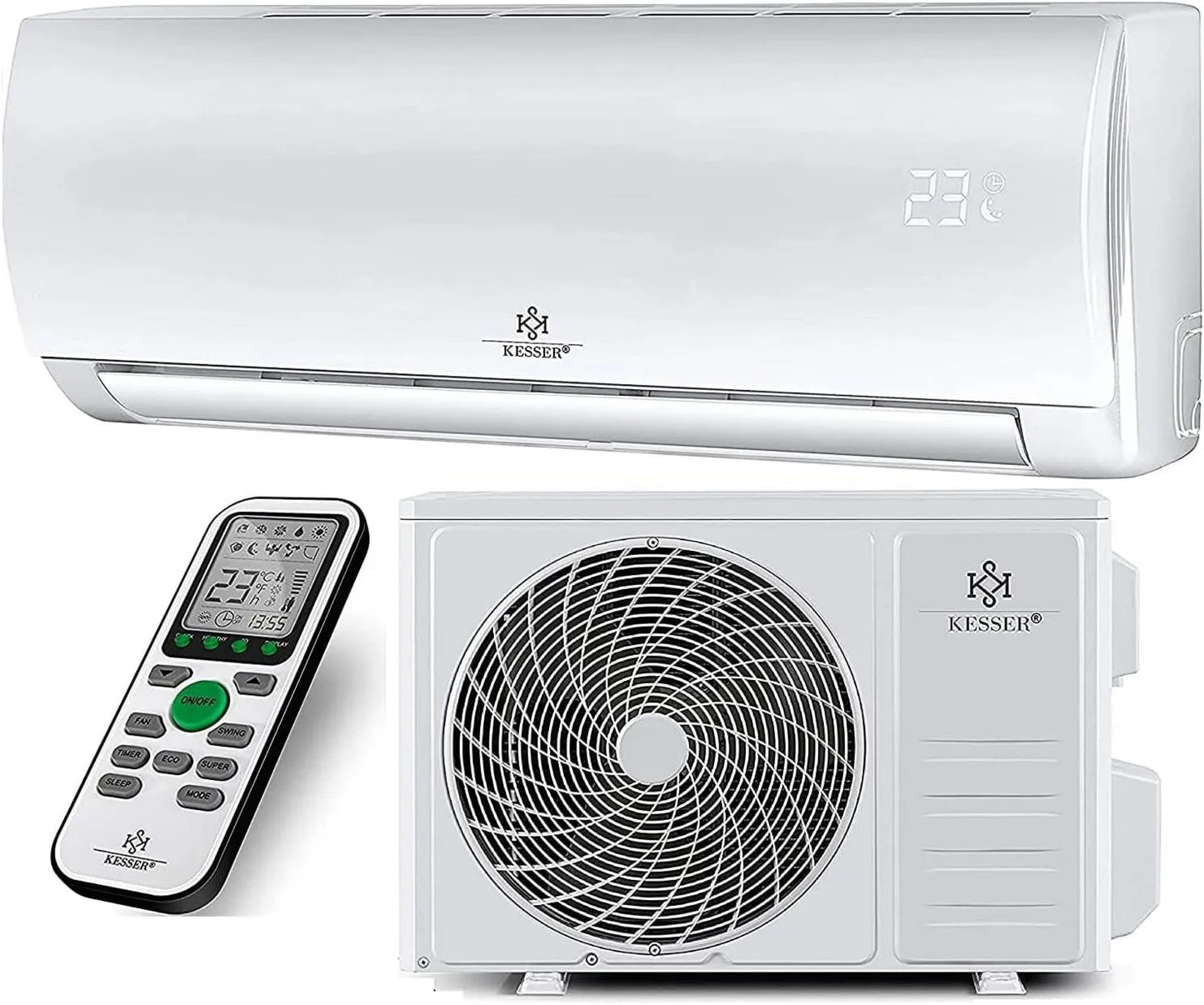 Aire acondicionado R32, control programable, control WiFi, mando a distancia, 12000 BTU, Wi-Fi, KESSER Set Split con Función /App, Split /h/3400 Watt