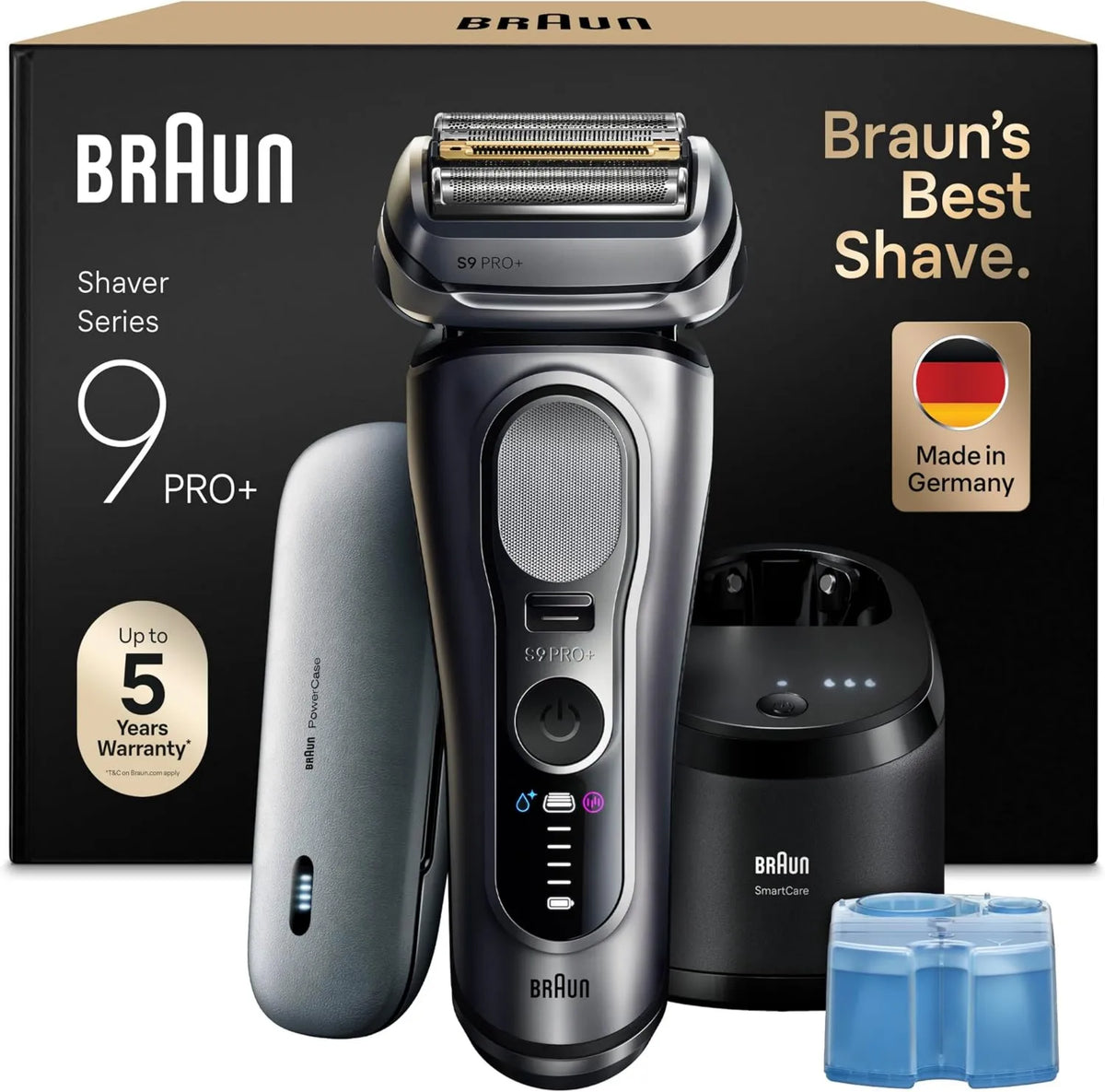 Braun 9677CCE, 60 Min, Series 9 PRO+ Afeitadora Eléctrica para Hombre, Afeitado en Seco y Húmedo con Tecnología 5+1, Centro de Limpieza