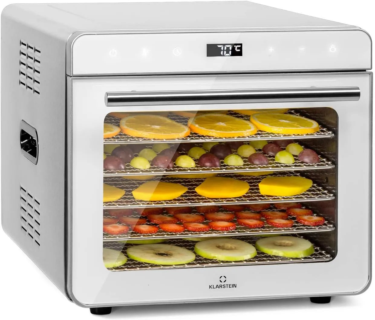 Klarstein deshidratador de alimentos, 700W, 6 Niveles, Deshidratador de Frutas y Verduras, Deshidratador para Comida Liofilizada, Control Táctil