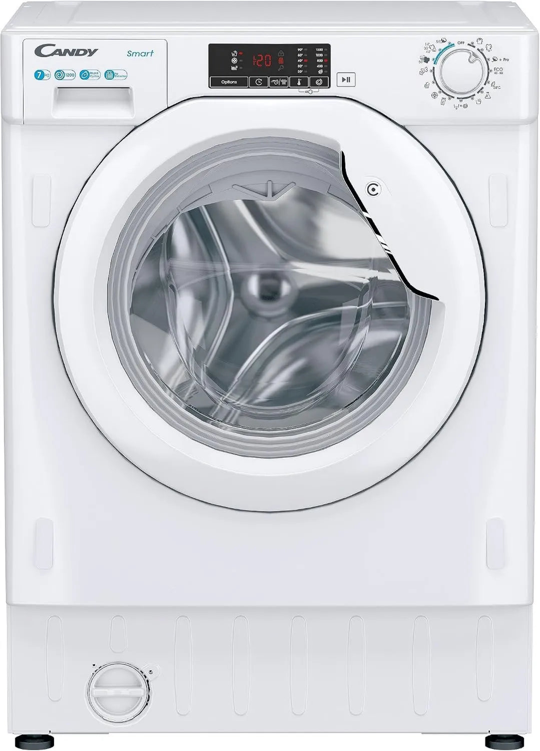 Candy 27D1E-S 24H lavadora, 7 kg, 1200 RPM, 75 DB, Smart CBW, Puerta XXL 16 Ciclos, Ciclo Higienizante, Fácil Plancha, Inicio Diferido