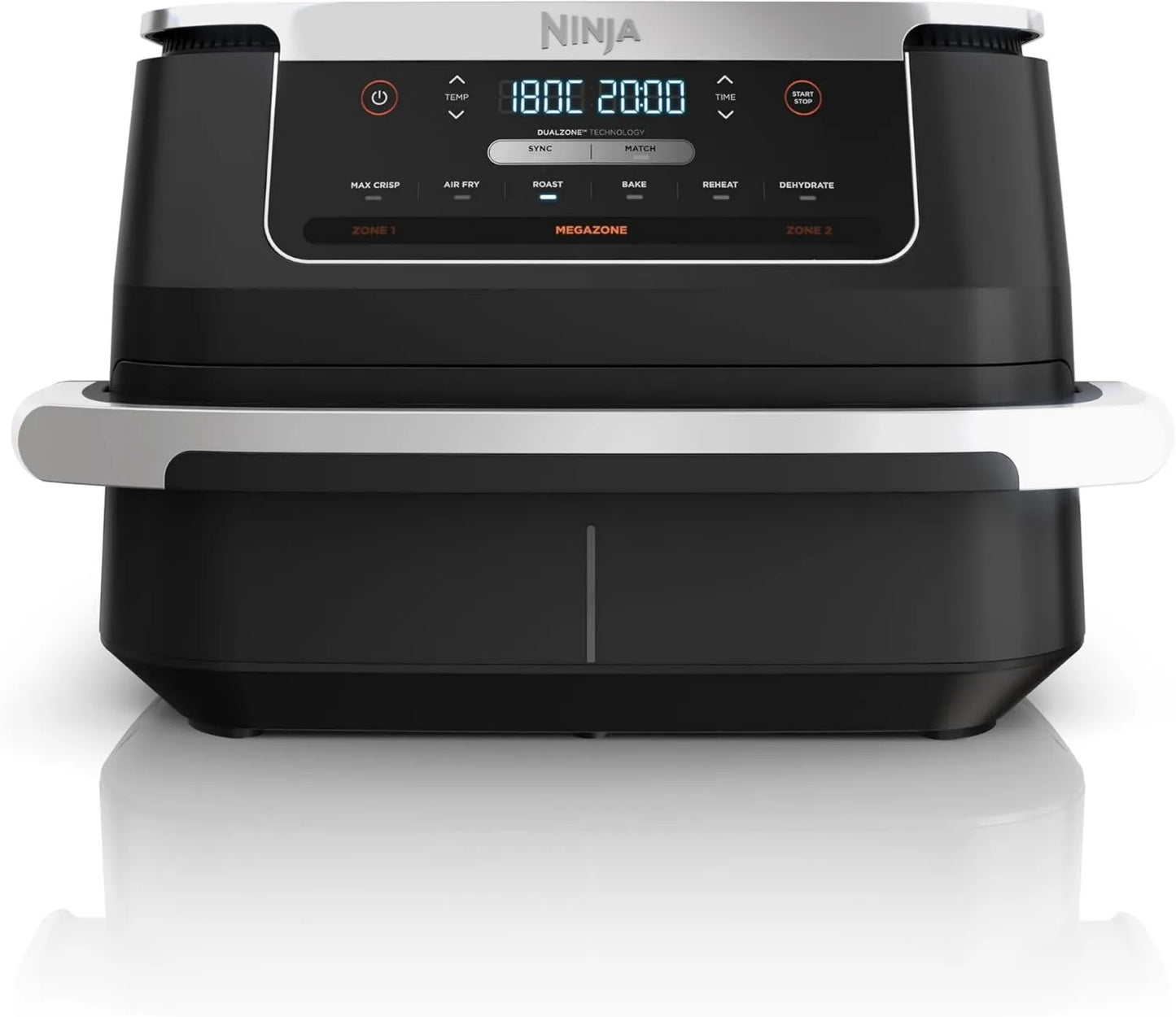 Ninja AF550EU freidora de aire, 6 l, revestimiento antiadherente, FlexDrawer, compartimento doble, divisor extraíble, piezas antiadherentes