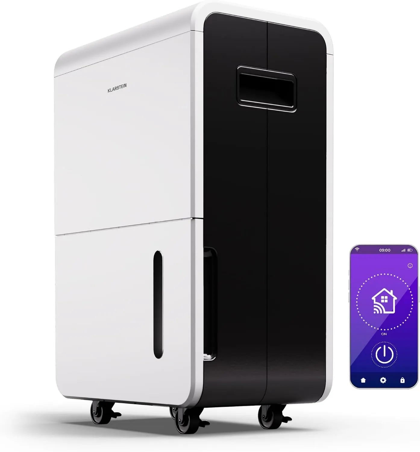 Klarstein deshumidificador, 55L, 8L, 50 m², DryFy Grand Smart, Control App Wi-Fi, Drenaje Continuo, Portátil para Habitaciones 40-, control WiFi