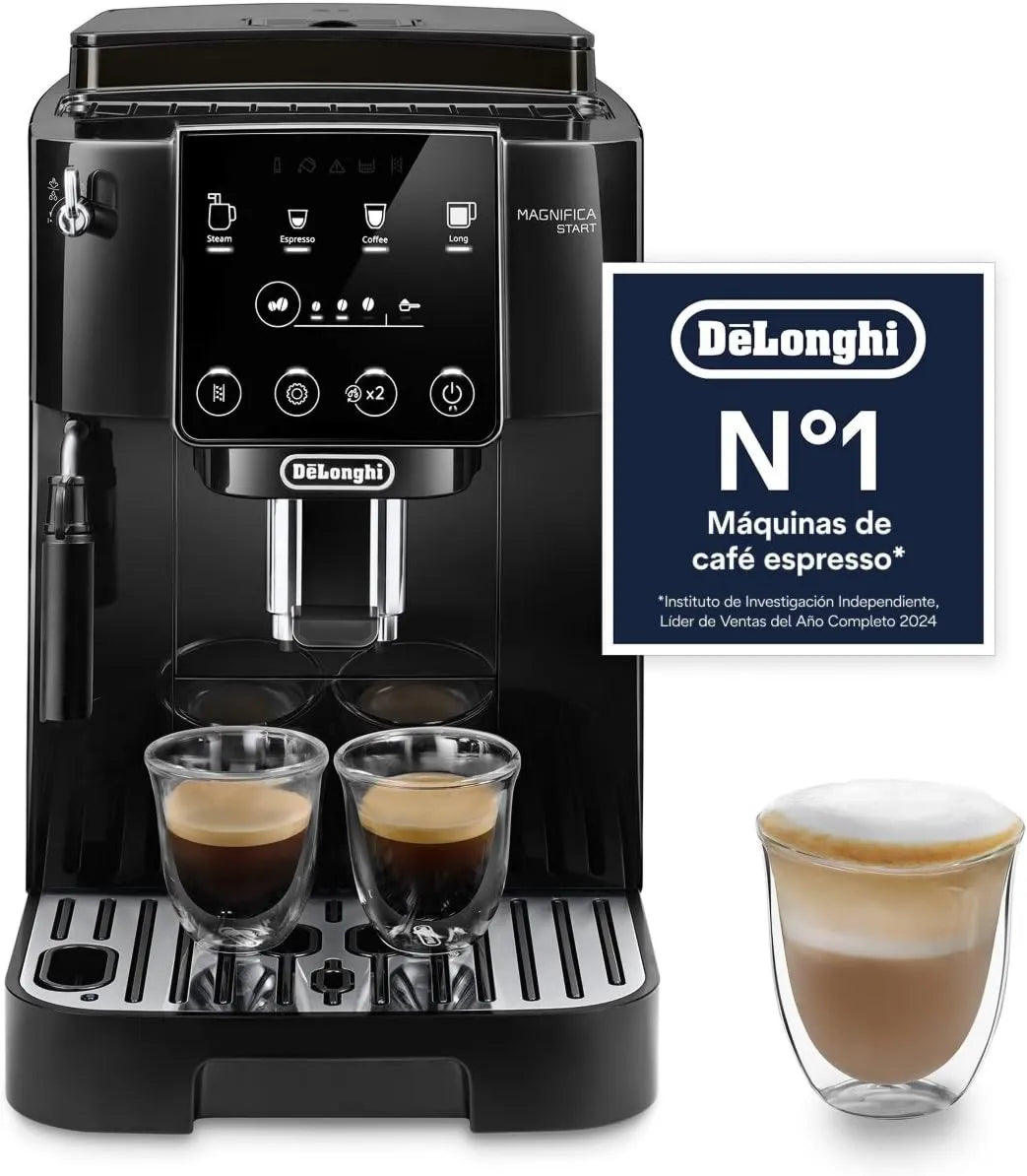 De'Longhi ECAM222.20.B cafetera, Magnifica Start Superautomática, Espumador de Leche Manual, 4 Bebidas de Un Toque, Controles Suaves al Tacto