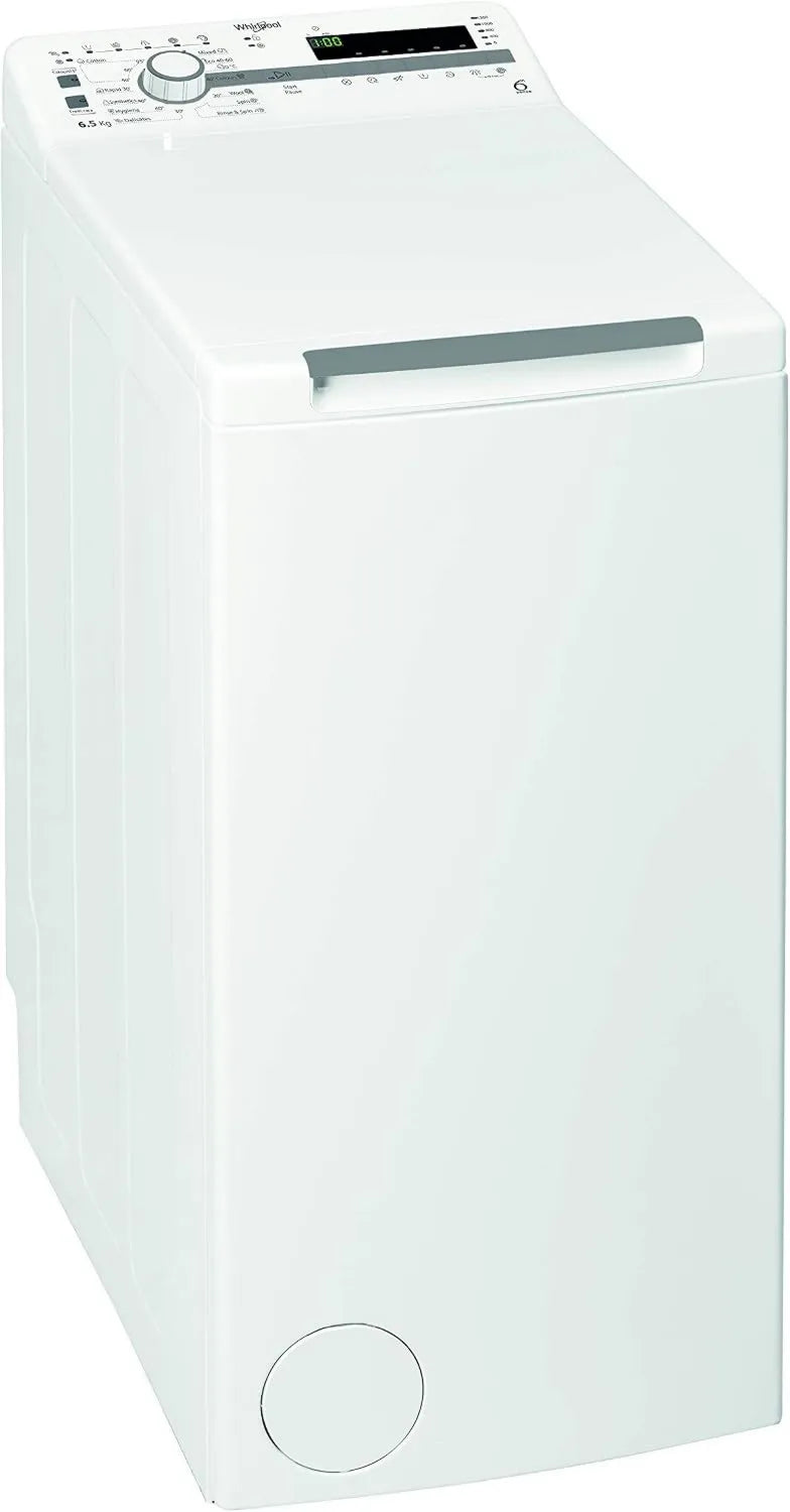 Whirlpool 65230SS lavadora, 6.5 kg, 1200 rpm, carga superior TDLR EU/N blanca, tecnología 6th Sense y Freshcare, motor universal