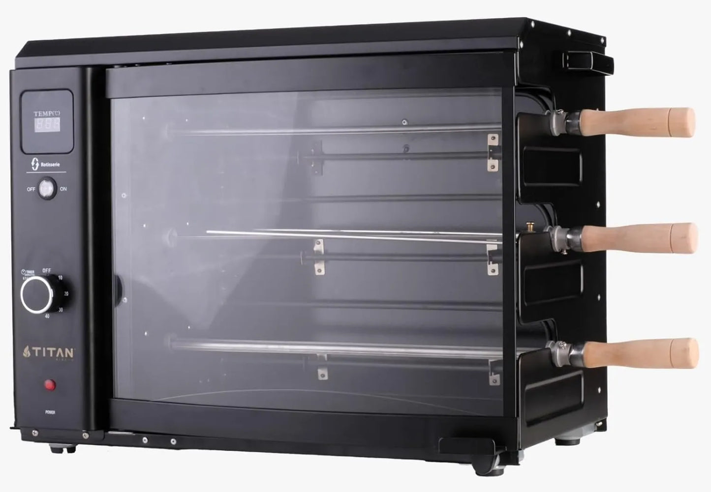 Monitor, 2000W, 220V, Grill 3 Pinchos Automáticos Rotativos, Barbacoa Brasileña de Interior con Vidrio Curvado y Bandeja Antigrasa, función grill