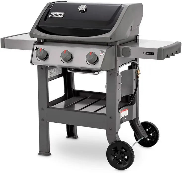 E-310 45010149, 60 x 46 cm, 3 Quemadores, diseño plegable, II GBS Barbacoa de Gas, Superficie de Cocina, Termómetro en la Tapa, Mesa Auxiliar Plegable