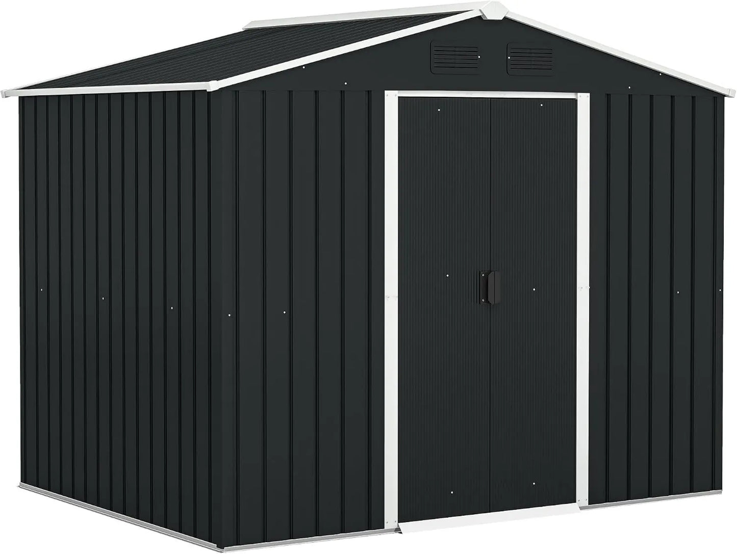 Outsunny cobertizo de jardín, 3.6 m², 236 x 174 x 190 cm, puertas correderas, 4 Ventanas para Terraza Gris