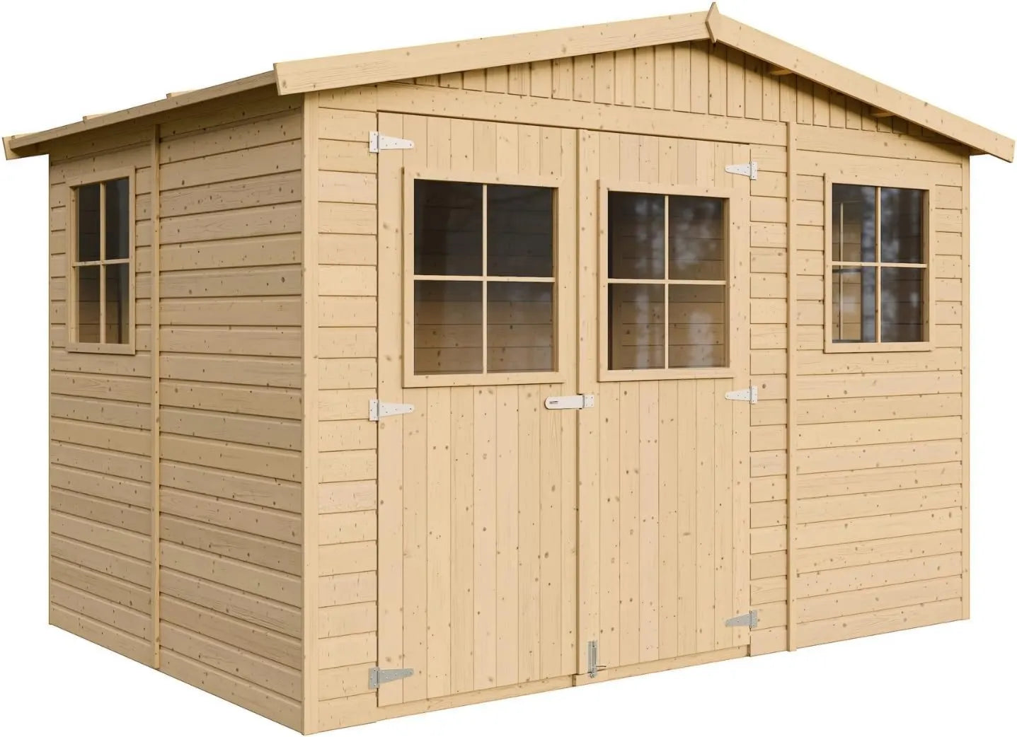 Cobertizo de jardín M334, 6m2, Madera, A226x324x216cm/ Cobertizo de Madera Natural, Taller de Jardín