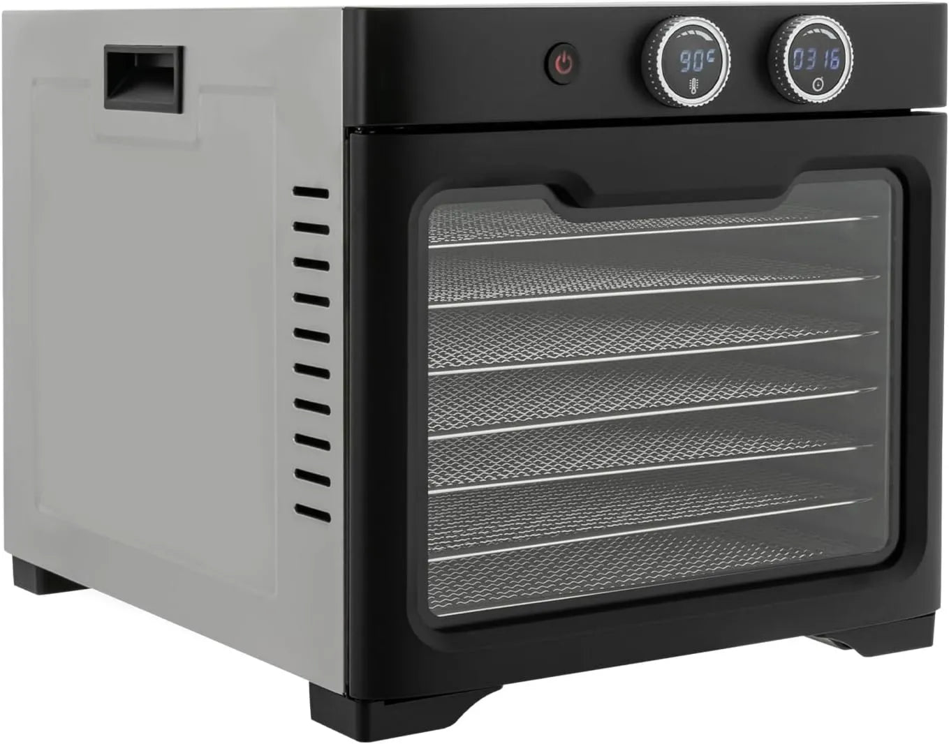 Deshidratador de alimentos, 800W, acero inoxidable, ajuste regulable, Temperatura Ajustable 68~194°C, Motor de Cobre Puro de Alto Rendimiento