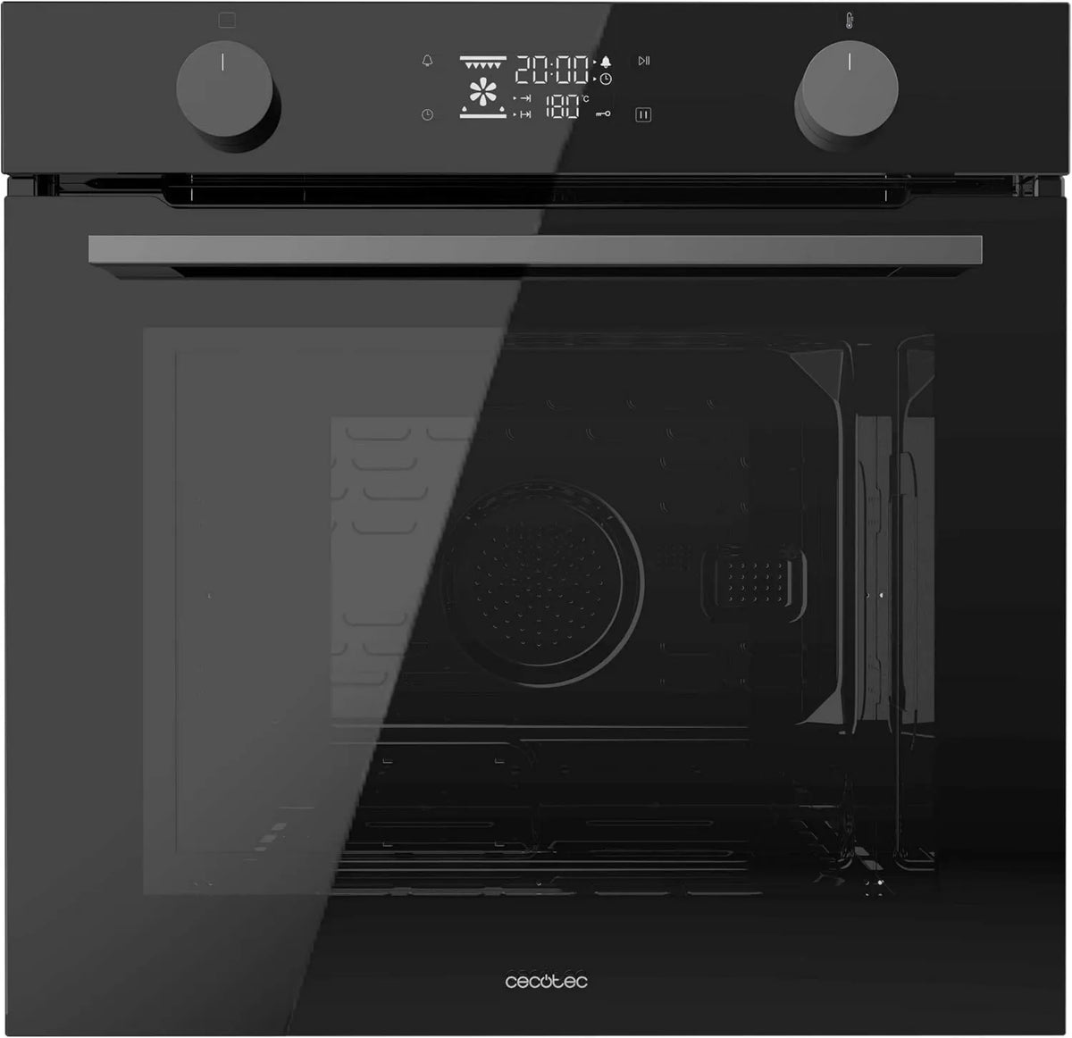 Cecotec P526000 ventilador, 2800W, Bolero Hexa Cristal Negro A, Refrigeración, Modo Descongelar, Modo Convección, Puerta de Cristal Cuádruple