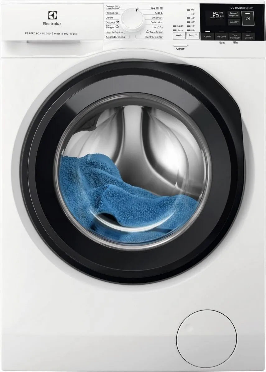 Electrolux lavadora, 5 kg, 1400 rpm, Motor Inverter, 700 Series DualCare de Instalación Libre, Tecnología SensiCare, Panel Blanco, Puerta Grafito