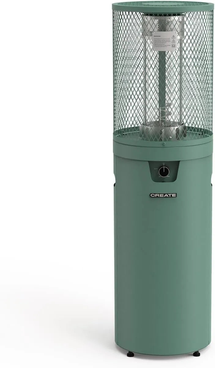 CREATE /FIRE ROUND HEATER/Sage green estufa de gas para terrazas y exteriores/Ignición eléctrica, 8 kW, llama ajustable, sistema de seguridad