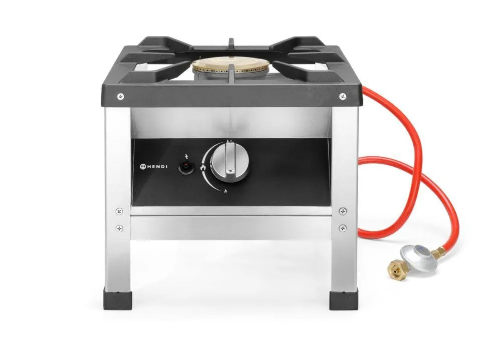 HENDI Fogón de Gas Profesional Hokker para Uso en Interiores, 6,0kW, 390mm, con Termopar y Encendido Electrónico, Compatible con Gas Propano y Butano