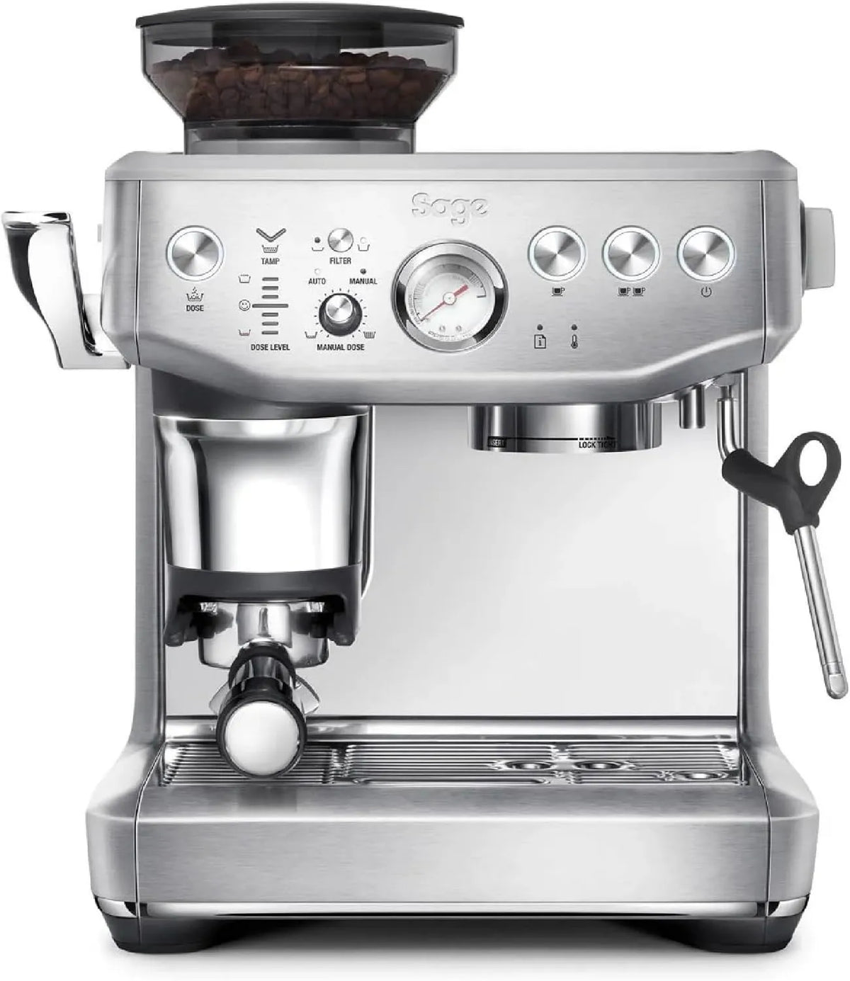 Cafetera, 9 Bar, 1850 W, Acero Inoxidable, Control de Temperatura, para Cappuccino, Latte y Espresso