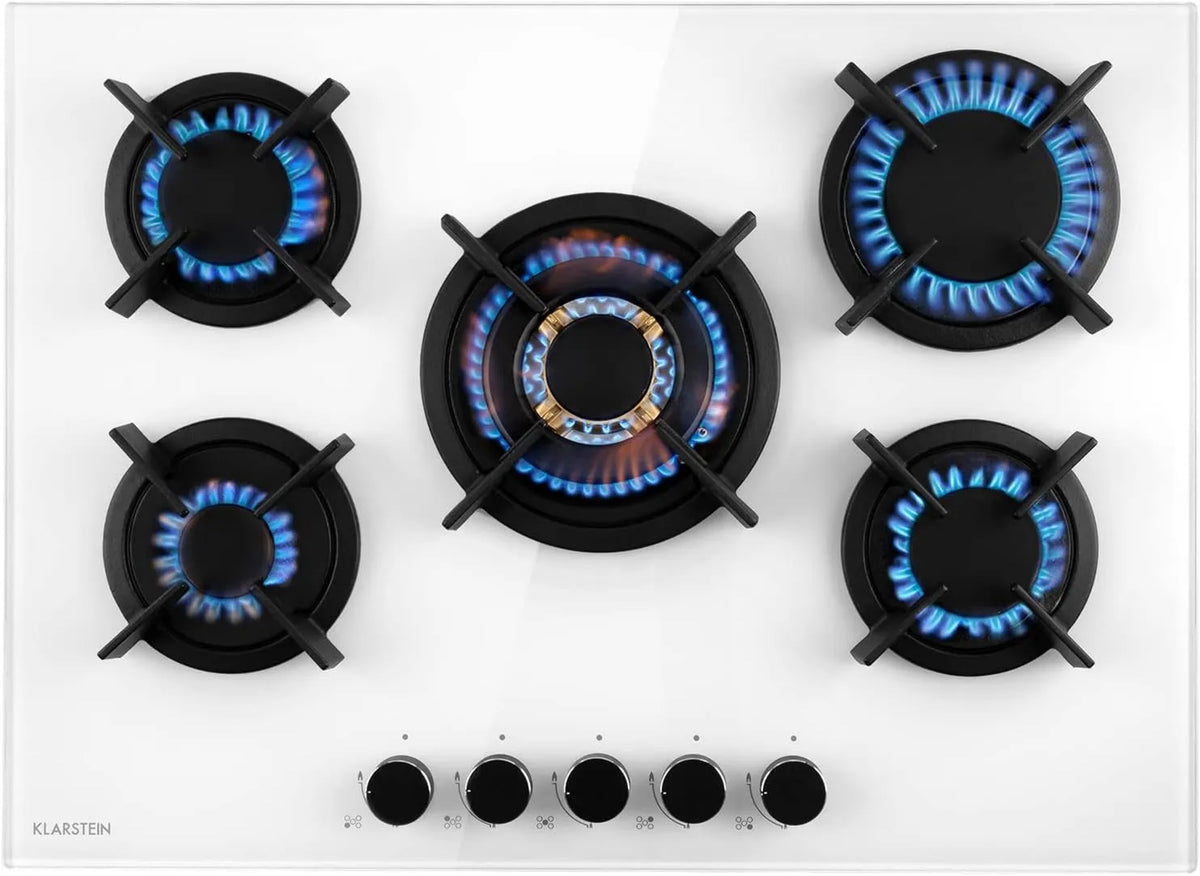 Klarstein placa de gas, 10400W, 5 Quemadores, acero inoxidable, Cocina de Gas Butano