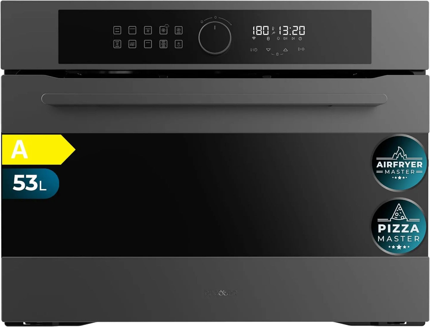 Cecotec AF314500 horno eléctrico, 53L, 2900W, 11 Funciones con Airfryer Master, Pizza Master, Steam Assist, Steam EasyClean, cocción por aire caliente