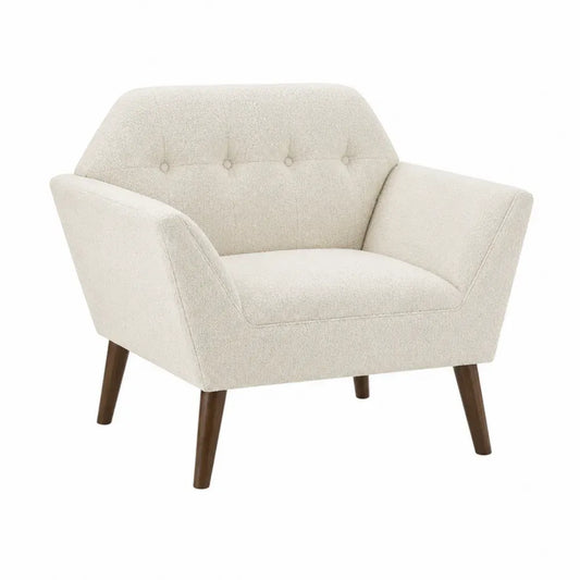Silla de salón con reposabrazos estructura de madera asiento tapizado beige madera natural 70 cm x 72 cm x 80 cm