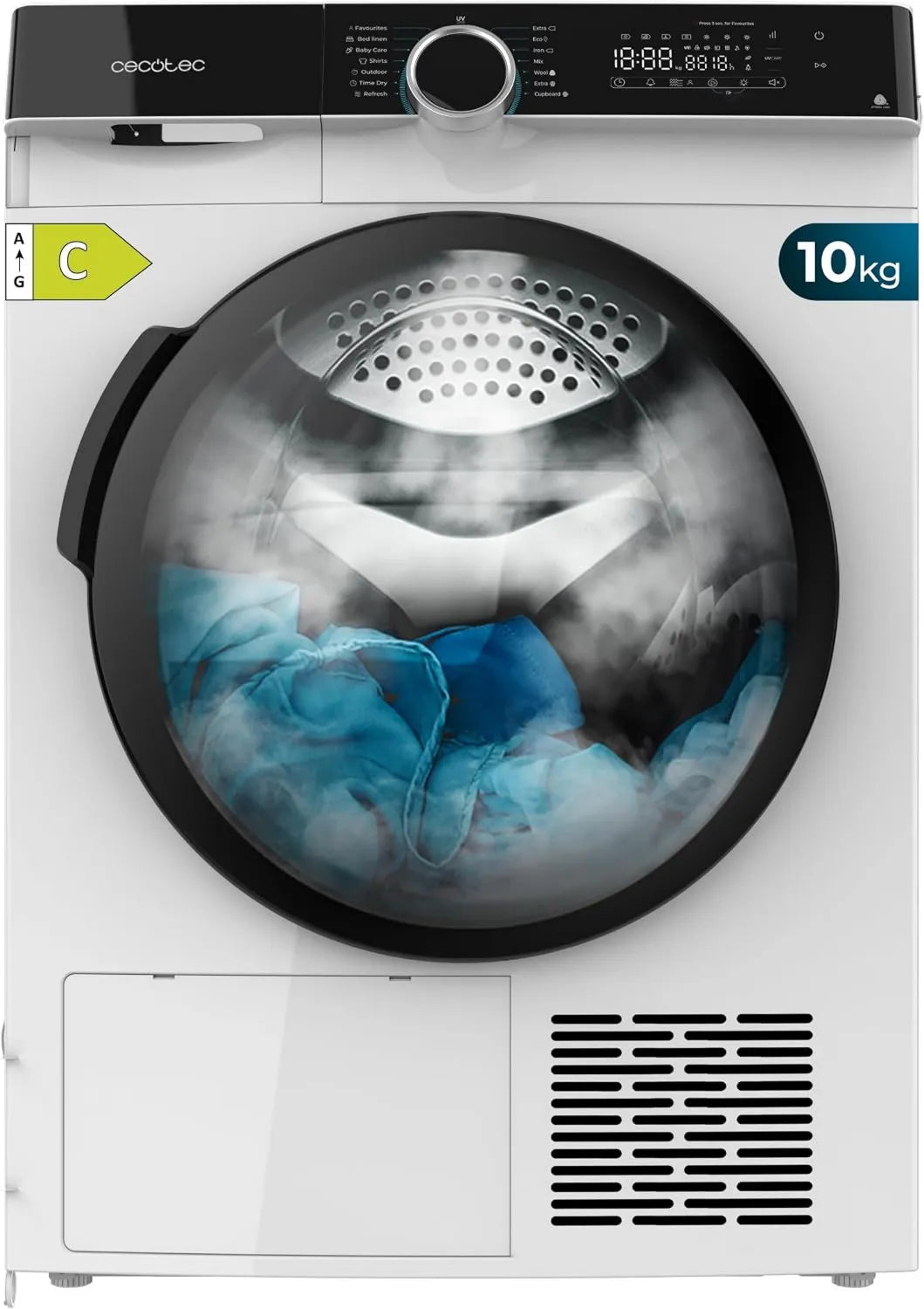 Cecotec 10505 secadora, motor Inverter, 10 kg, 14 Programas, Funciones UV Care, Easy Ironing, Certificación Woolmark