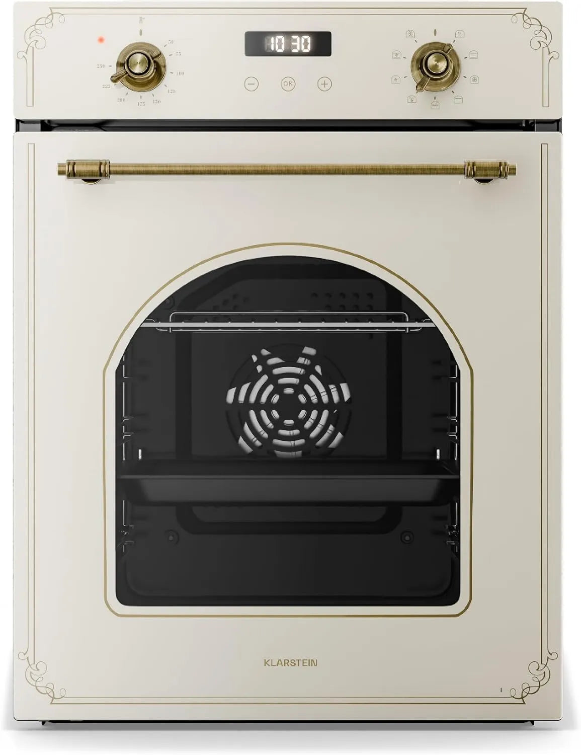 Klarstein horno eléctrico, 49 Litros, 45 cm, Empotrado Elizabeth Slim, Limpieza a Vapor, Temporizador Digital, Grill Ventilado, Diseño Negro