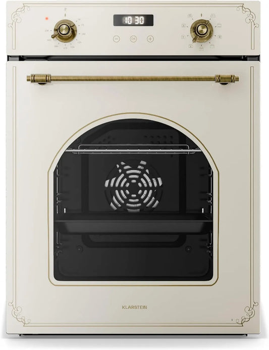Klarstein horno eléctrico, 49 Litros, 45 cm, Empotrado Elizabeth Slim, Limpieza a Vapor, Temporizador Digital, Grill Ventilado, Diseño Negro