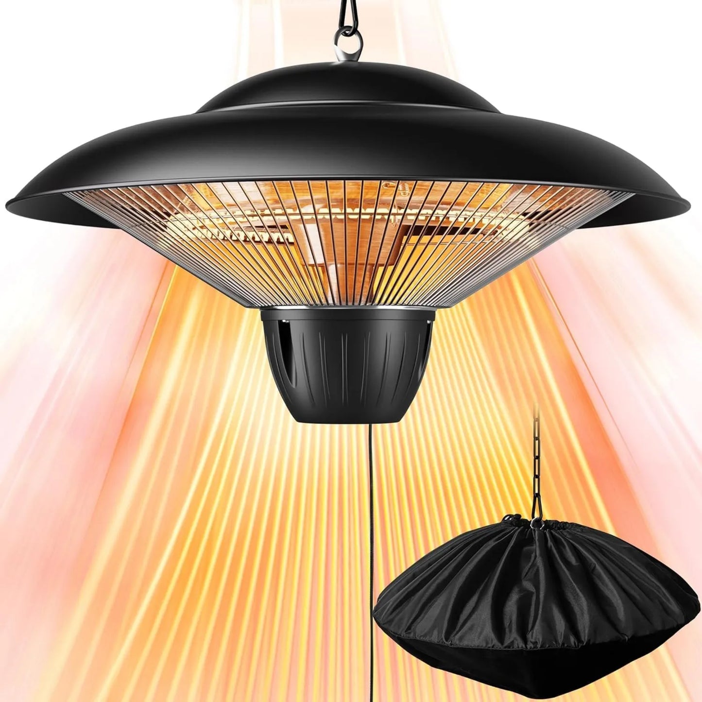 Calefactor eléctrico, 1500 W, estructura impermeable, patio colgante para exteriores, calentadores eléctricos infrarrojos montados en el techo