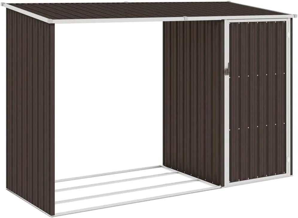 Cobertizo de jardín, 245X98X159cm, para Leña VXL Marrón Acero Galvanizado