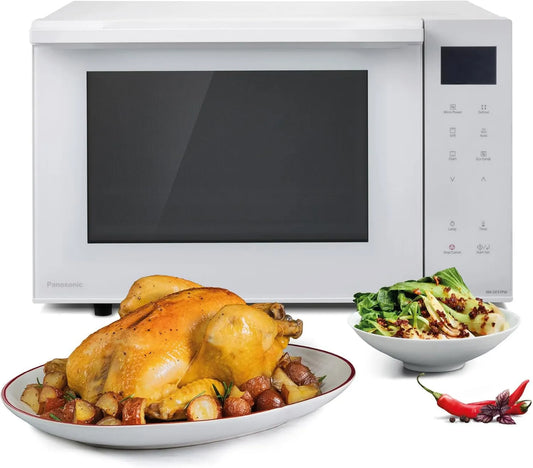 Panasonic NN-DF37PWEPG horno microondas, 1000W, 23L, 16 Programas, motor Inverter, función grill, Modo Eco Combi, Plato No Giratorio, Automáticos