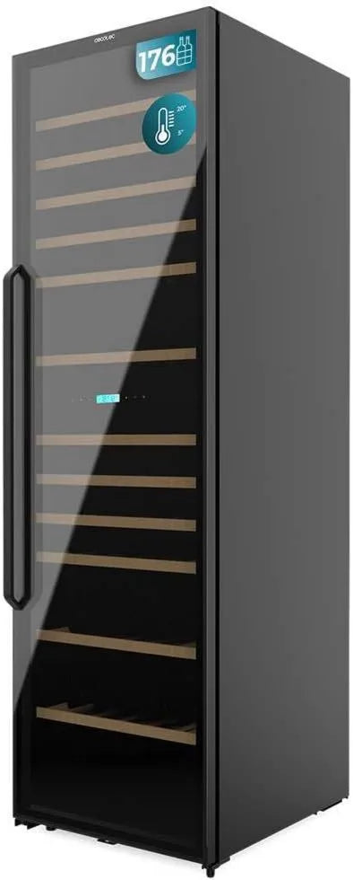 Cecotec 176000, 176 Botellas, Alarma de Temperatura, Filtro de Carbono, puerta reversible, Compresor Eficiente