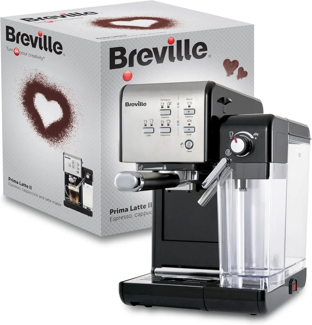Cafetera espresso VCF108X, Latte II Espresso, Máquina de Latte y Cappuccino, Bomba Profesional de 15 Bares y Espumador