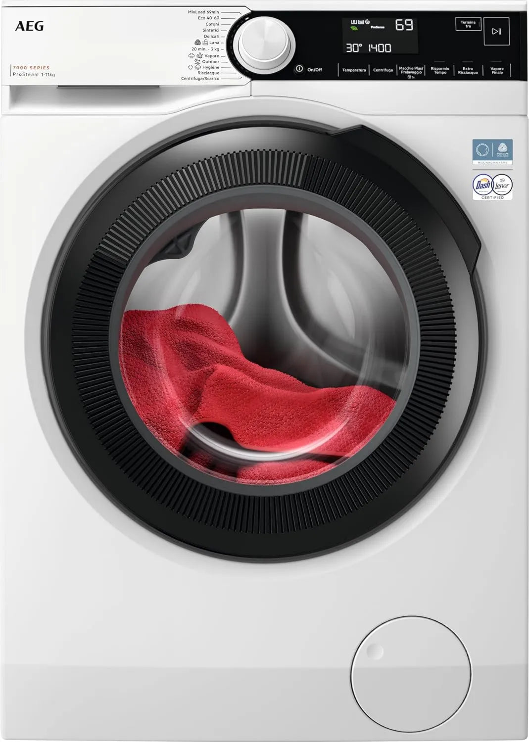 AEG LR7FD114B lavadora, 7000 programa, carga frontal y programas de lavado