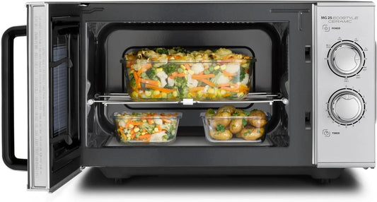 Horno microondas MG 25, control programable, función grill, 1000W, 25L, Temporizador hasta 30 mins