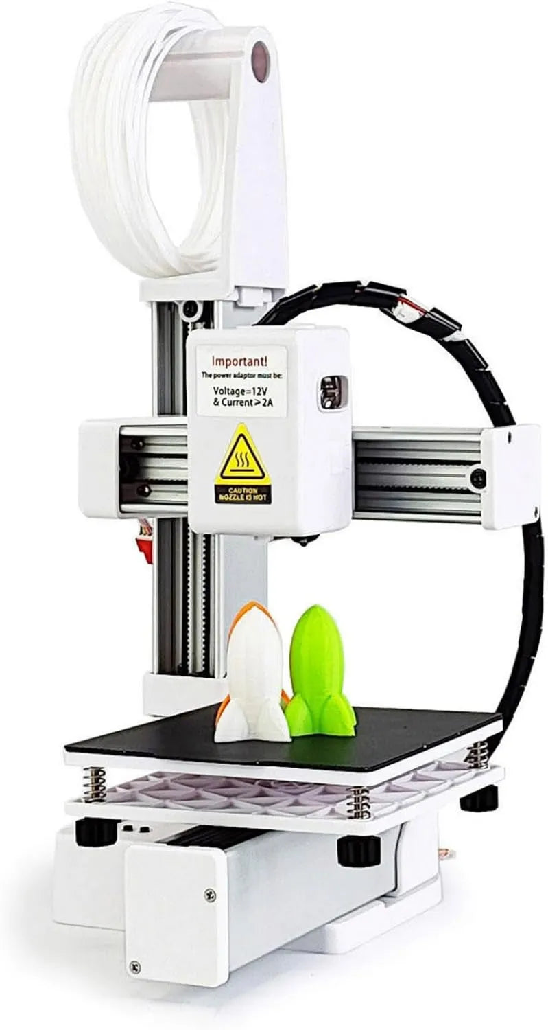 Impresora, 100 x 100 x 100 mm, 3D para principiantes, volumen de construcción, calentamiento rápido, enchufe de EE. UU. blanco