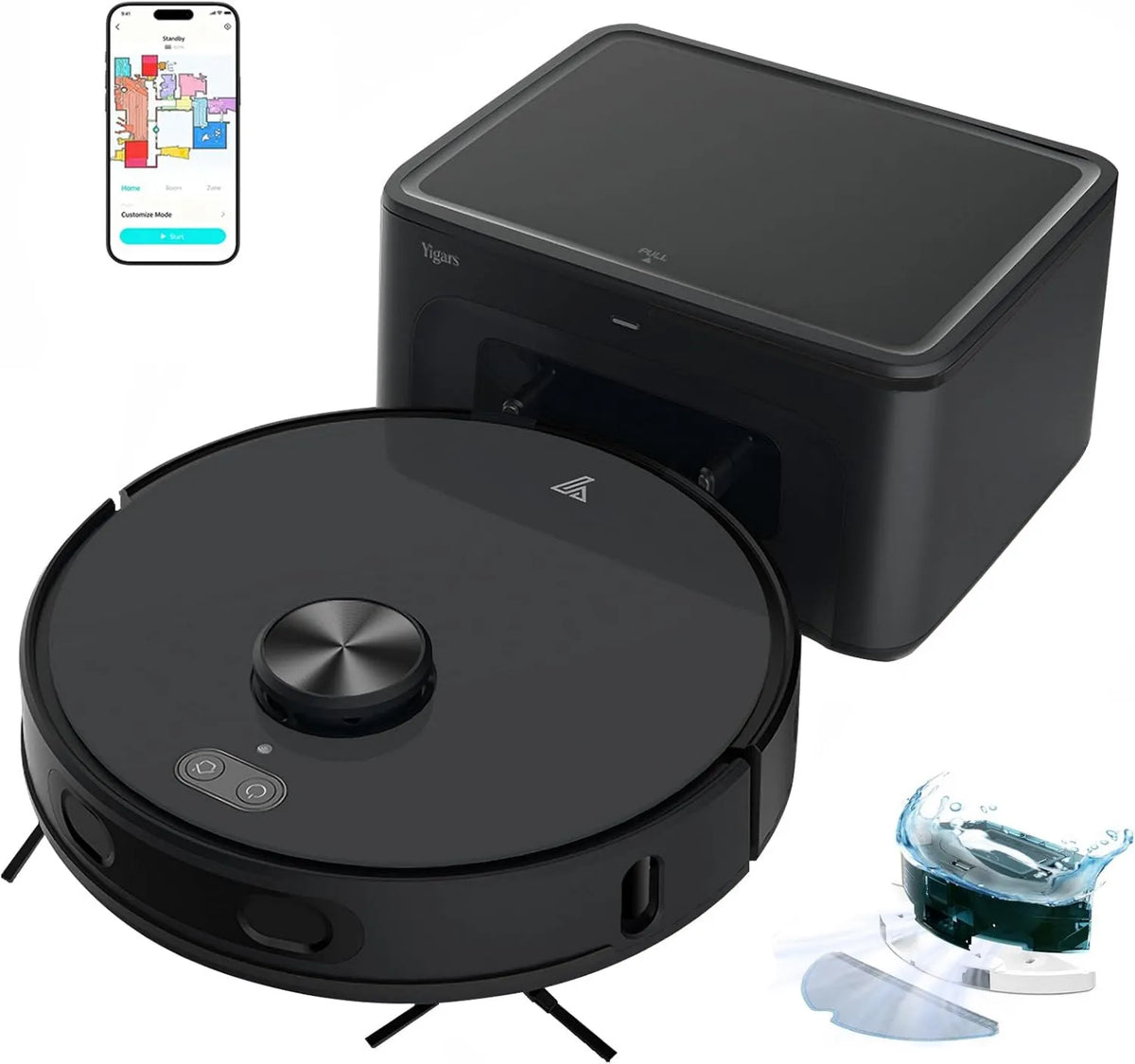 Robot aspirador, 8000 Pa, 220 Minutos, Limpieza Personalizada Control por Voz