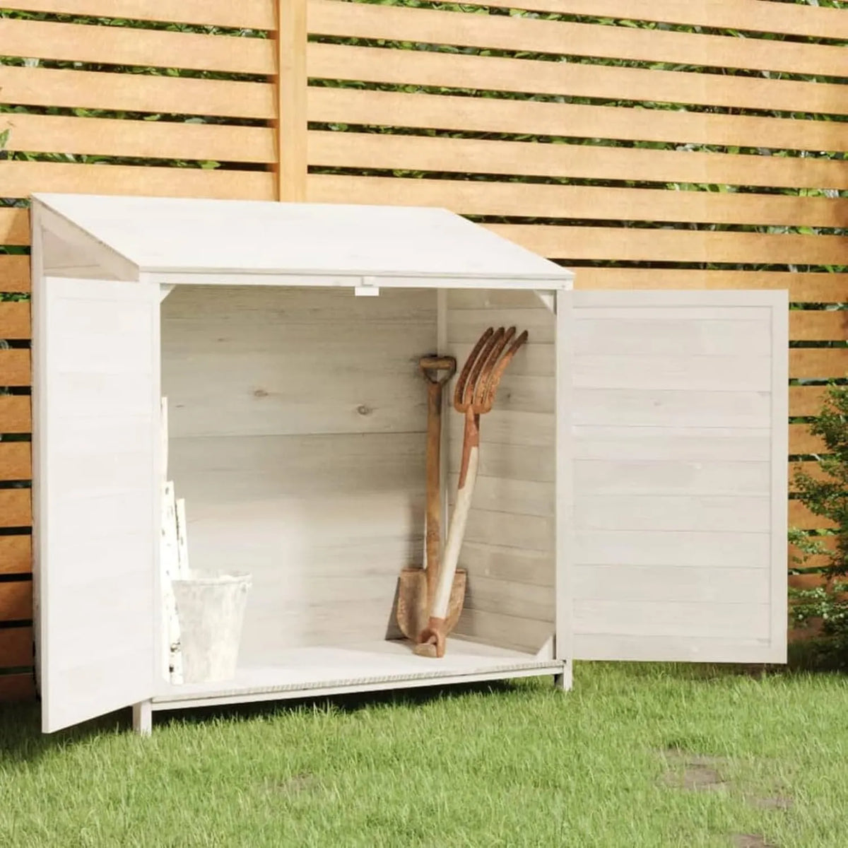Cobertizo de jardín, 102 x 52 x 112 cm, Madera Maciza, CIADAZ Cobertizo para Bicicletas, Cobertizo de Almacenamiento, Cobertizo Exterior