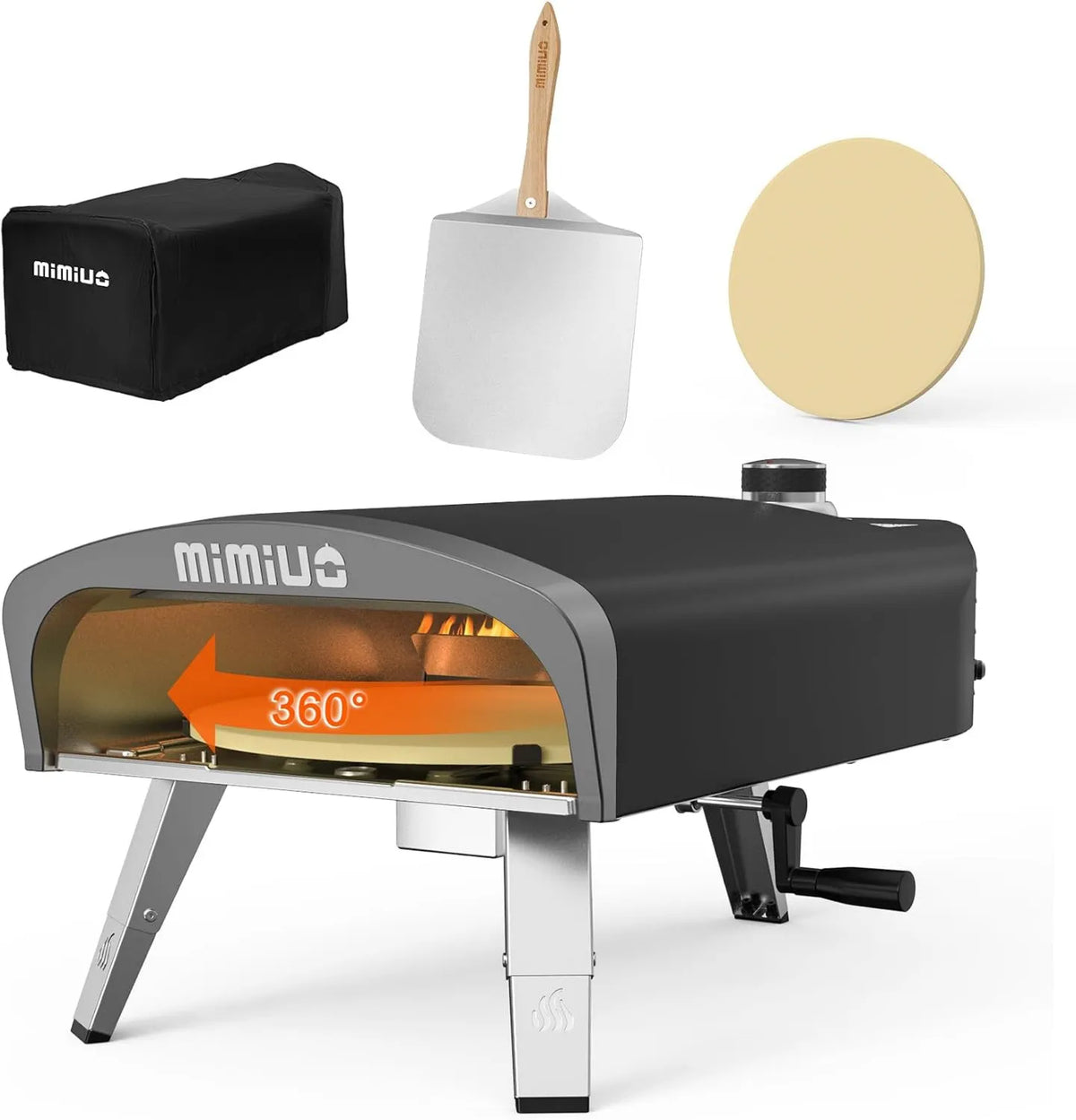 Horno eléctrico, horno de gas portátil para jardín, incluye piedra para pizza, pala para pizza, cubierta para pizza
