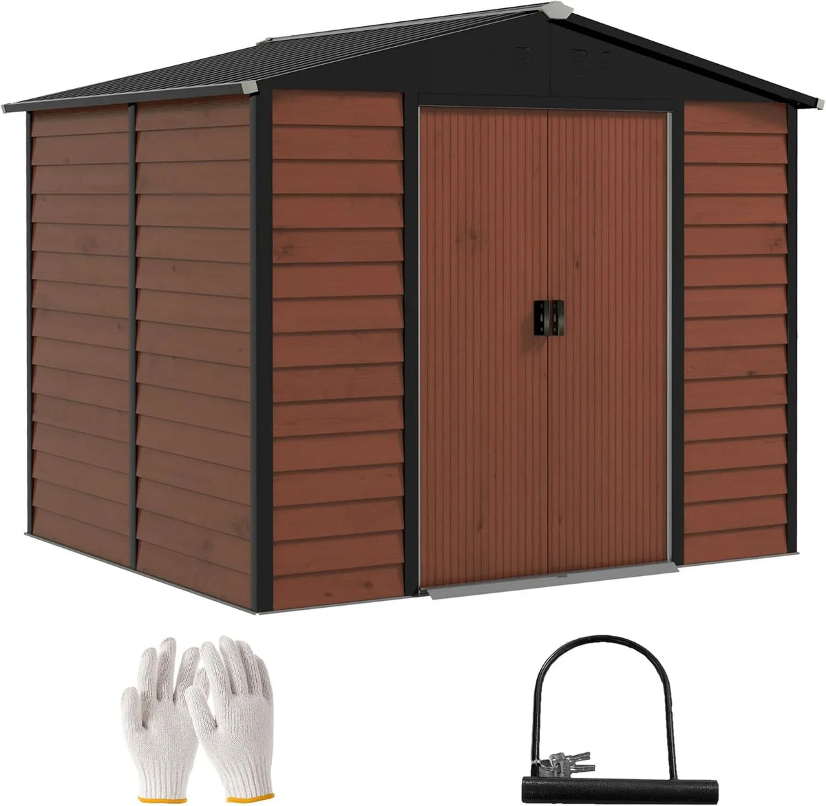 Outsunny cobertizo de jardín, 4.4 m², 240 x 206 x 198 cm, Suelo No Incluido, Puerta Corredera y Cerradura Armario para Terraza Patio