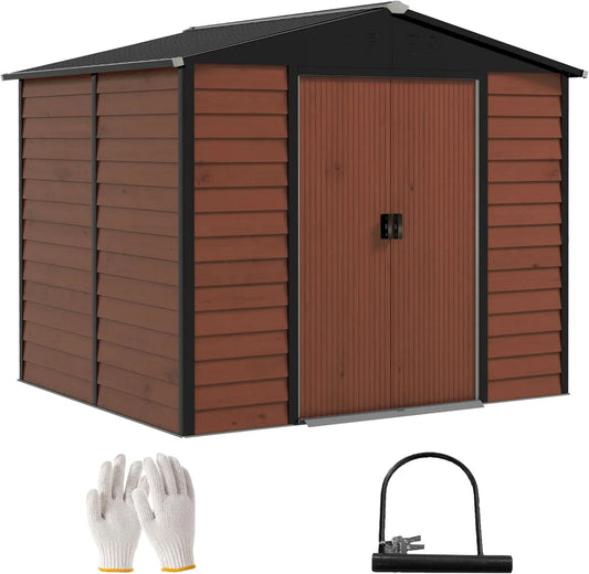 Outsunny cobertizo de jardín, 4.4 m², 240 x 206 x 198 cm, Suelo No Incluido, Puerta Corredera y Cerradura Armario para Terraza Patio