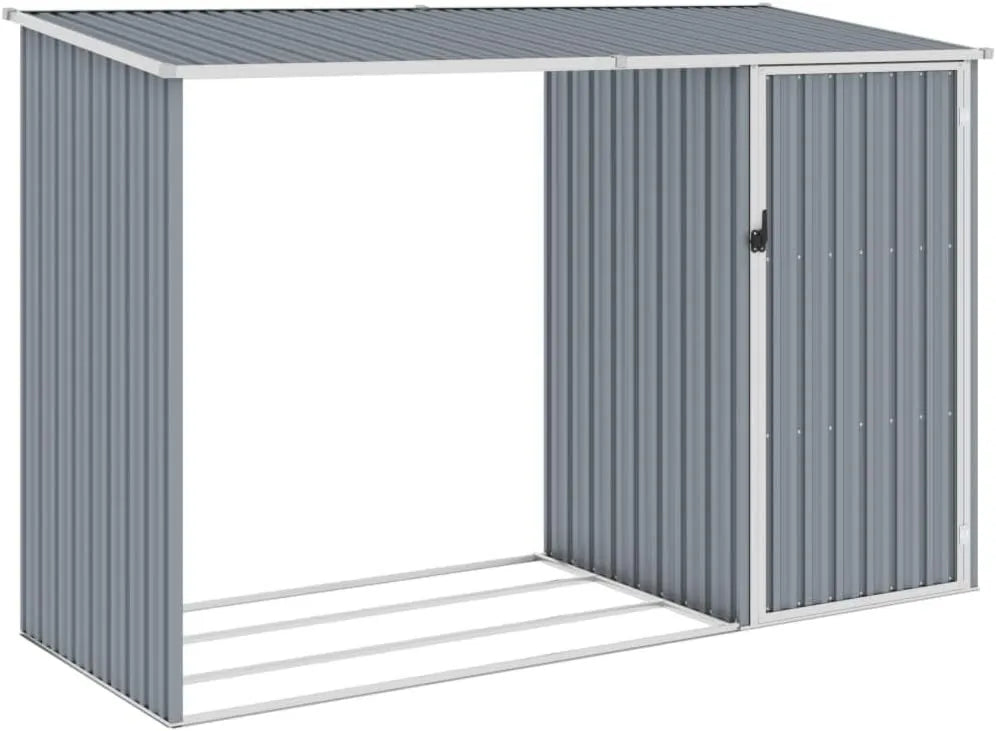 Cobertizo de jardín, 245x98x159 cm, INLIFE Gris Acero galvanizado
