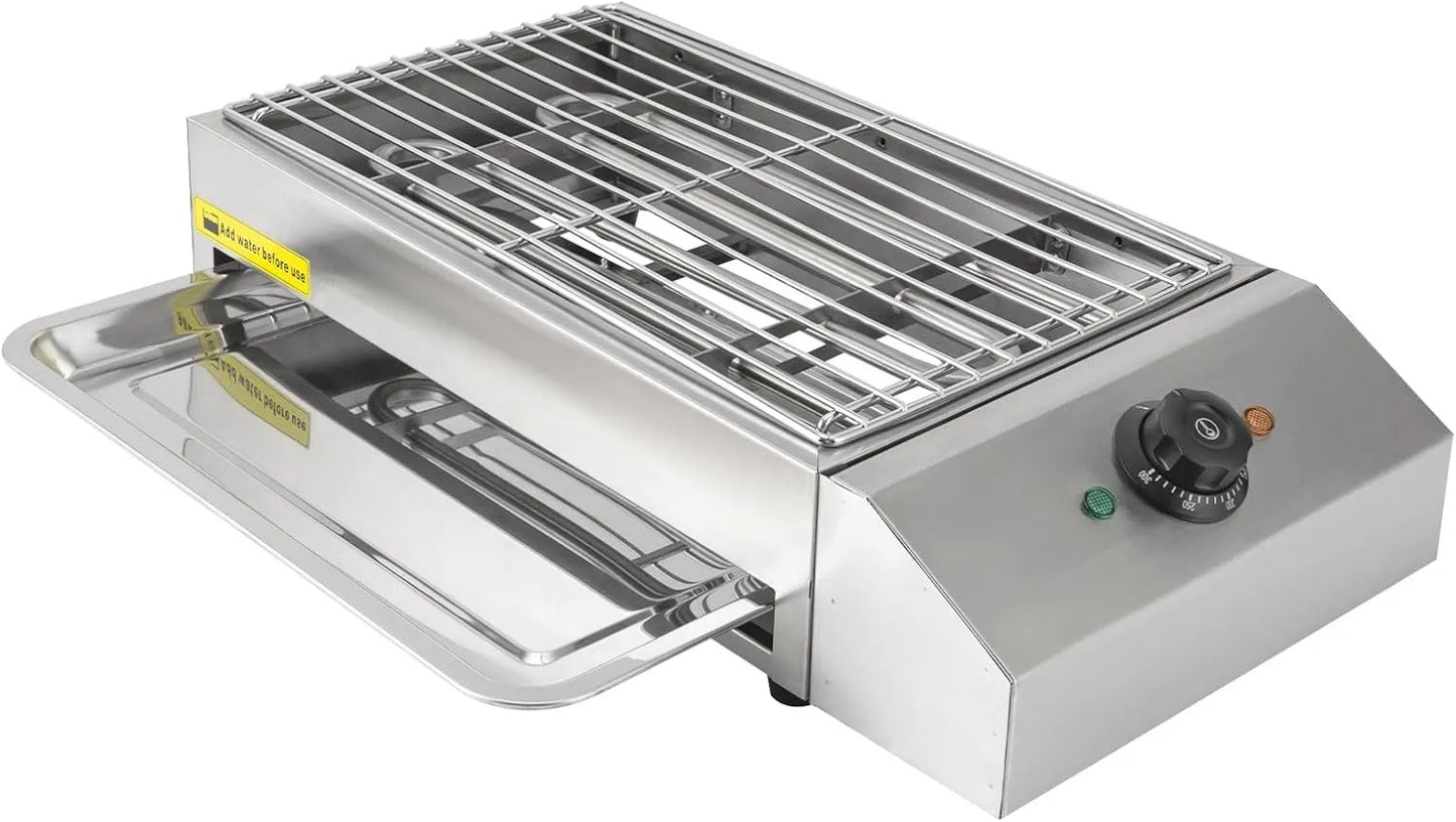 Parrilla eléctrica, Barbacoa Eléctrica Portátil y Grill de Carne Eléctrico, Temperatura Ajustable, ajuste regulable, función grill