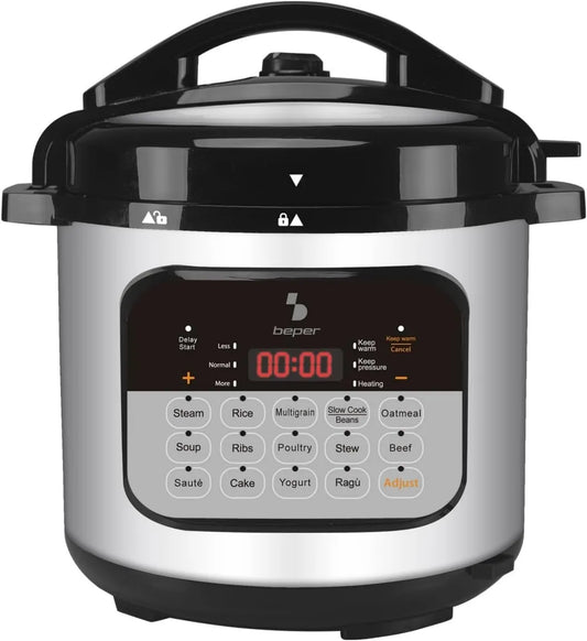 Rizador de pelo P101COS002, 6 Litros, 15 Programas, 3 Niveles, control programable, Multicocina a Presión, Cocción, Olla de Cocción Lenta