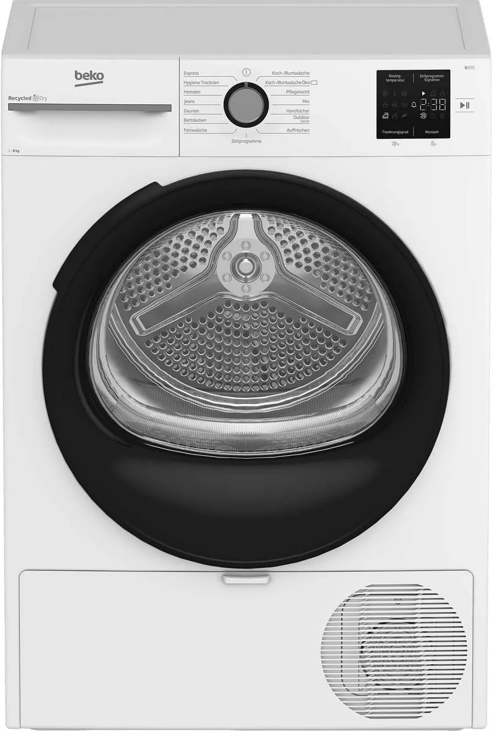 Beko BM3T38220X secadora, 8 kg, 15 programas, carga frontal, bomba de calor, secado por sensores, capacidad de columnas, tambor suave AquaWave