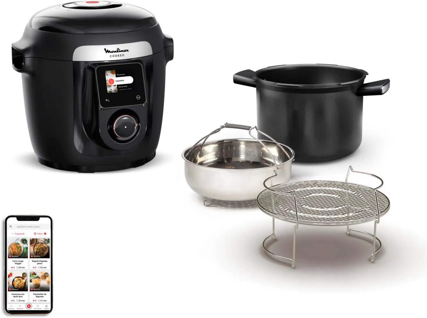 Moulinex CE96G810 freidora de aire, control WiFi, Wi-Fi 10, 10 modos de cocción, cocción a presión, pasos detallados