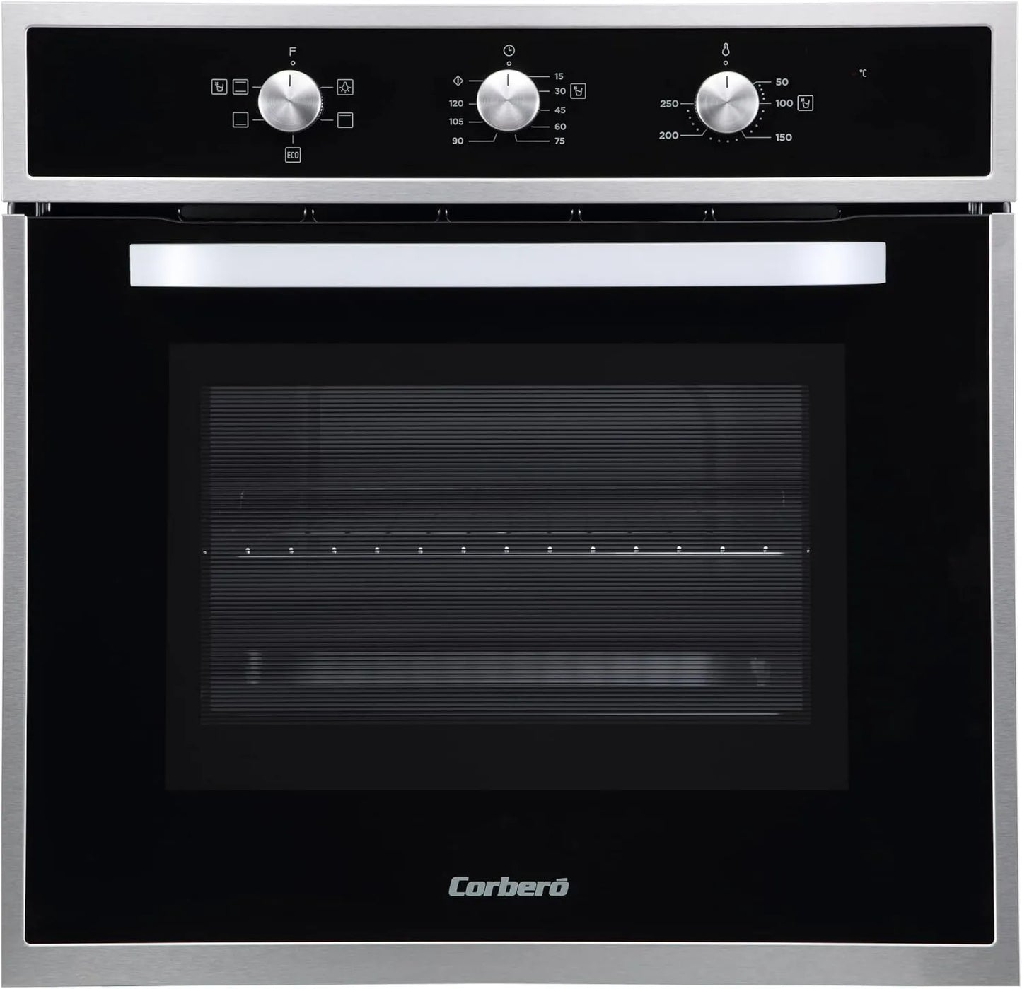 Corbero CCHM603X horno eléctrico, 70L, 2100W, 60x60x58cm, Horno de Convección, Convencional con 4 Programas, Limpieza por Hidrolisis, acero inoxidable