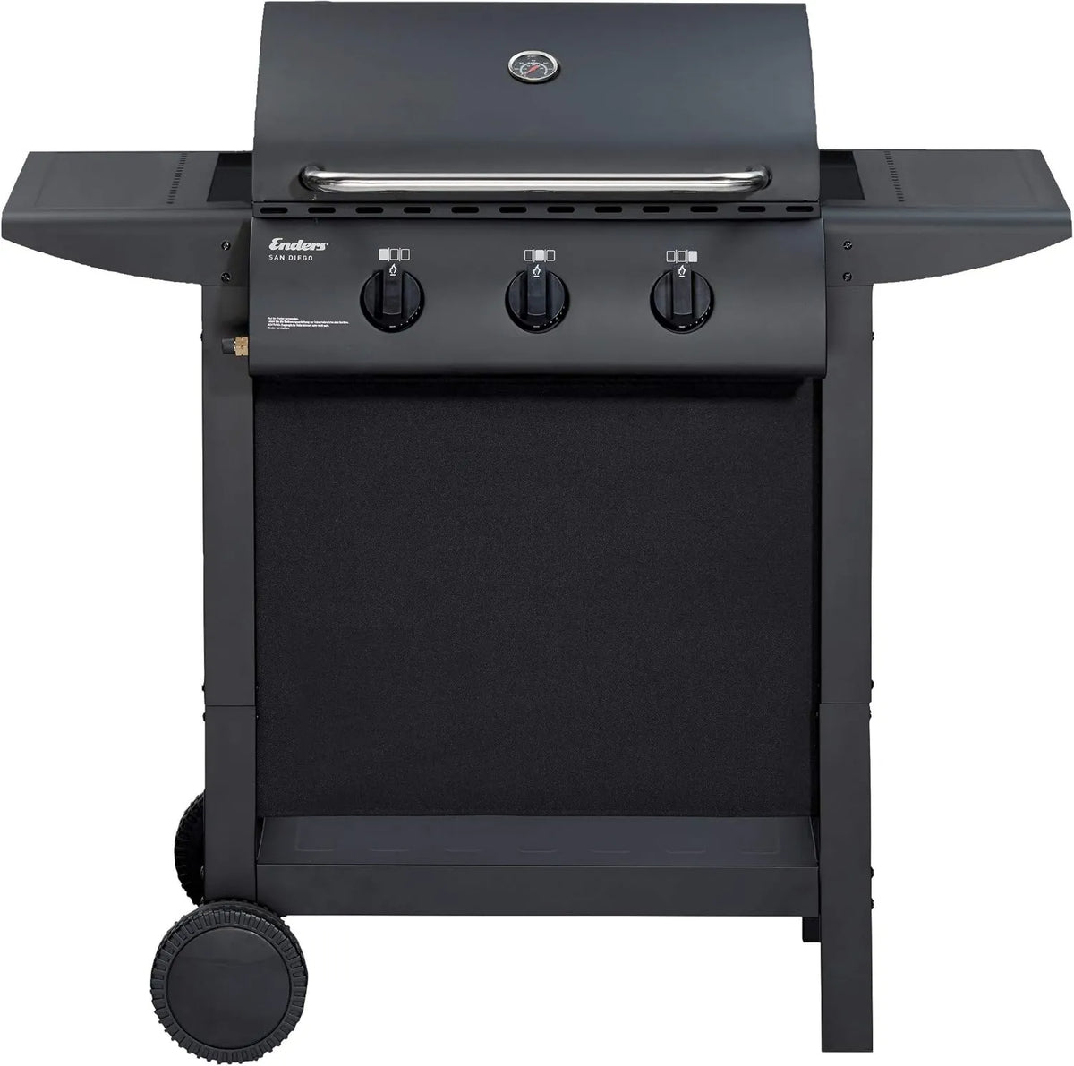Enders 8116633, 3 quemadores, San Diego, Barbacoa de gas para camping, parrilla de gas para exterior, tapa con termómetro, acero inoxidable
