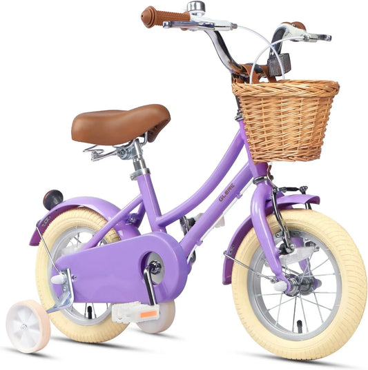 Bicicleta, 20 Pulgadas, niña con Cesta para niños de 3 a 10 años, 12 14 16 con Timbre de Cesta y estabilizadores