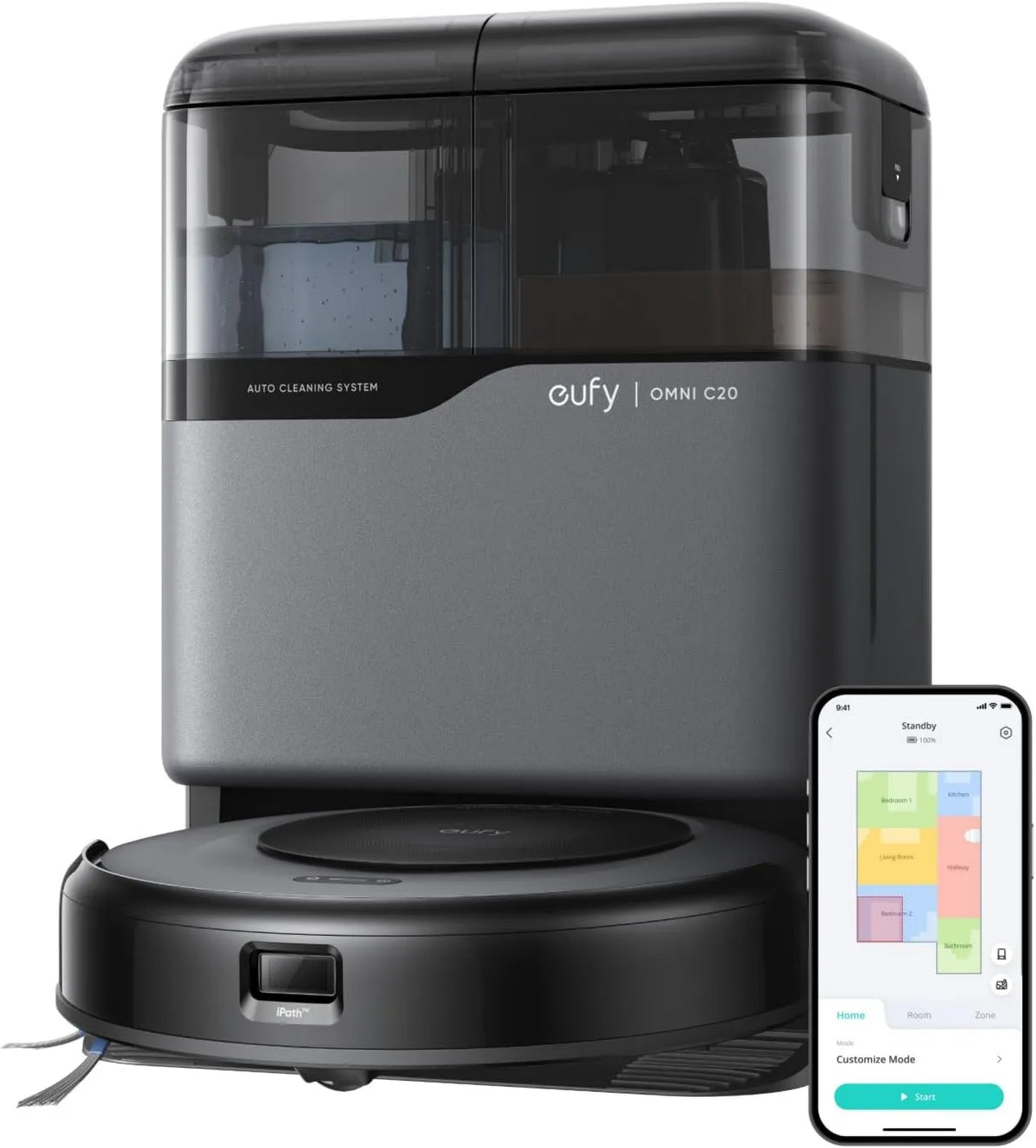 Robot aspirador C20, 7,000Pa, Aspiradora Robot eufy Omni con Estación Todo en Uno, Vaciado Automático, Mopa de Lavado y Secado para Limpieza Sin Manos