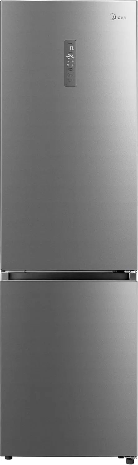 Midea congelador, 224 L, 86 L, 60 cm, No Frost Combi Fridge de ancho x 188 cm, Instalación gratuita Combi Fridge, 2 m Acero Inoxidable